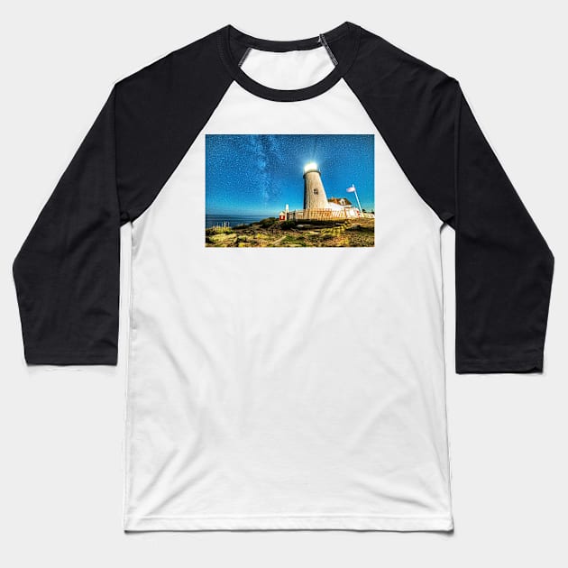 Pemaquid Point Lighthouse Bristol Road Maine Baseball T-Shirt by WayneOxfordPh